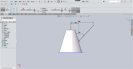 Solidworks钣金绘制斜面上带有直筒的喇叭口